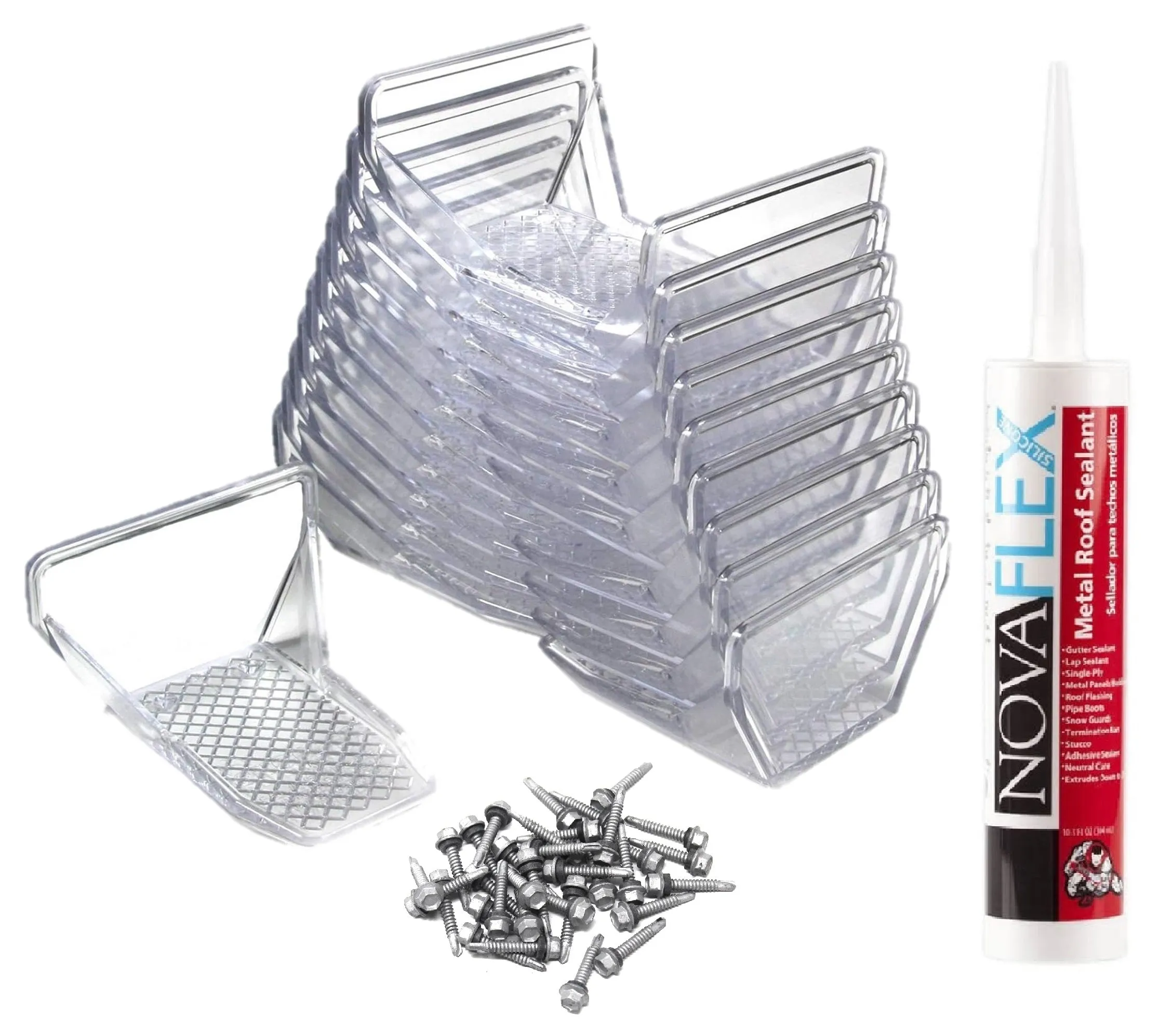 Clear Plastic Jumbo Alpine 25 Piece Snow & Ice Roof Guards | Prevents Sliding Snow Ice Buildup