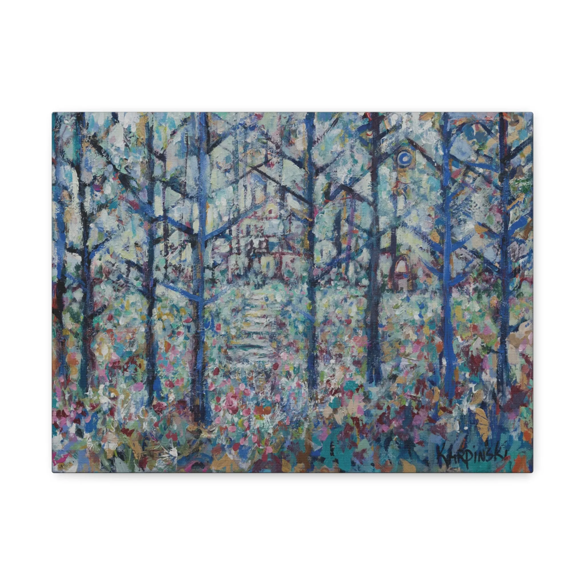 Colorful Landscape Abstract Canvas Fine Art Print Wall Artwork  - Stairs to Home by Leslie Karpinski