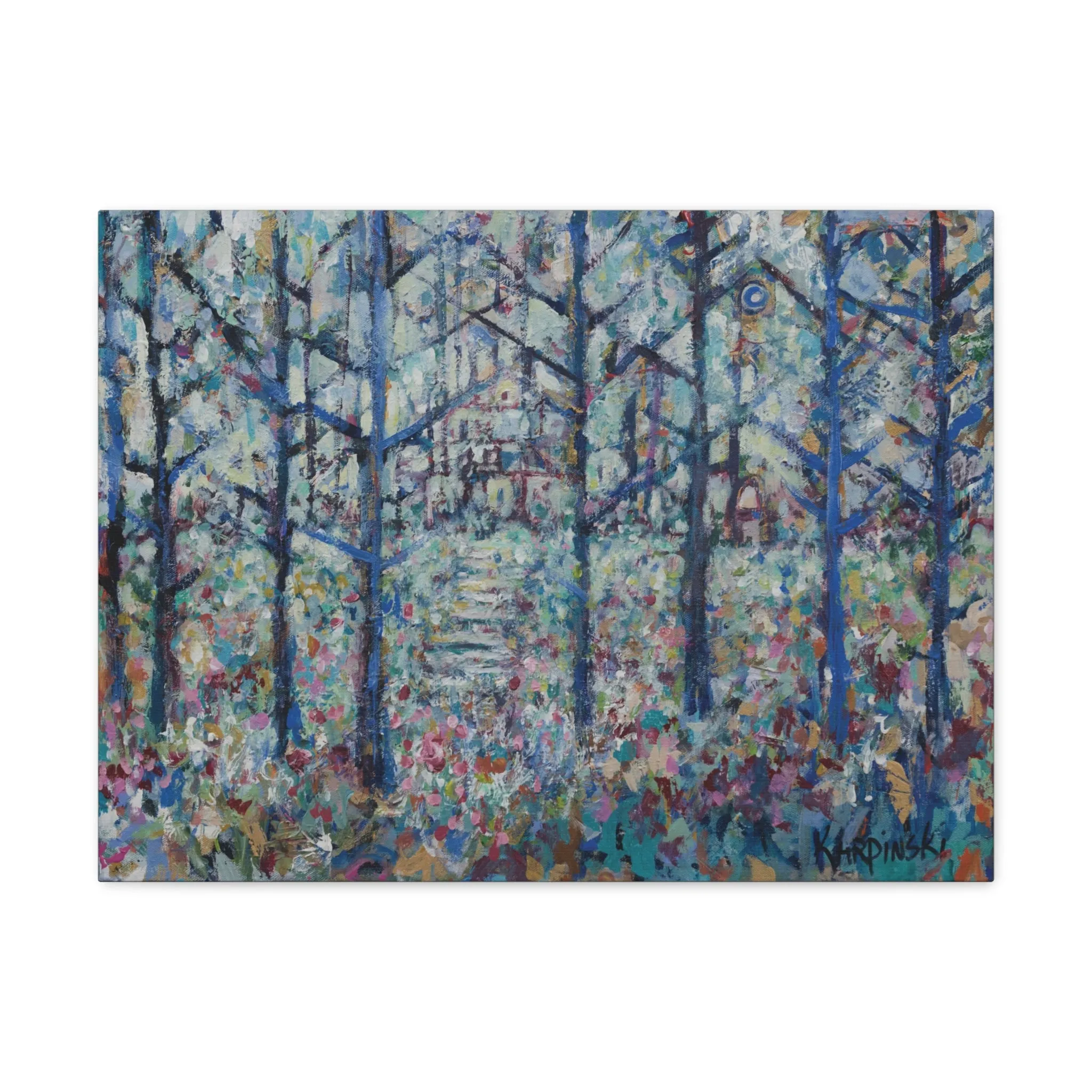 Colorful Landscape Abstract Canvas Fine Art Print Wall Artwork  - Stairs to Home by Leslie Karpinski