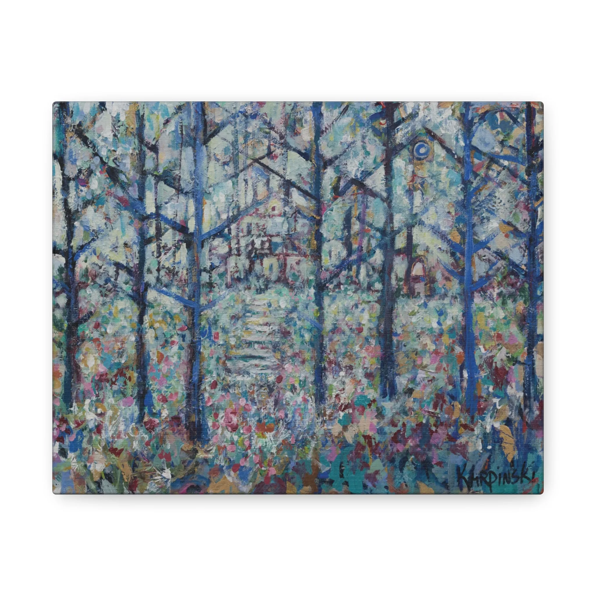 Colorful Landscape Abstract Canvas Fine Art Print Wall Artwork  - Stairs to Home by Leslie Karpinski
