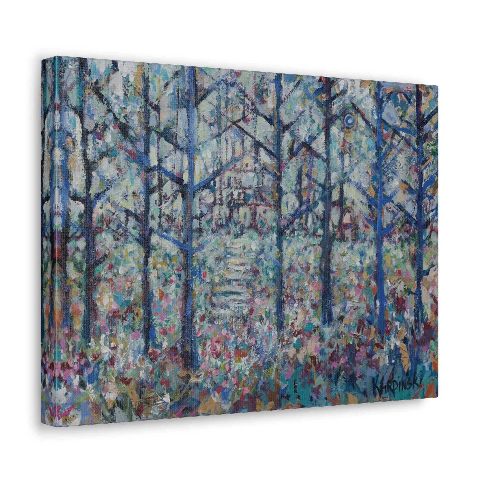 Colorful Landscape Abstract Canvas Fine Art Print Wall Artwork  - Stairs to Home by Leslie Karpinski