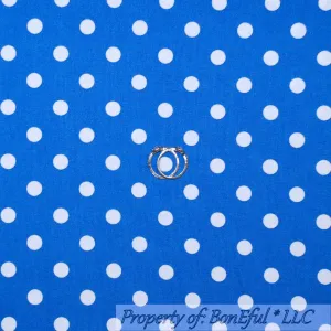 Cotton Fabric BTY Blue Royal Small Polka Dot Stripe