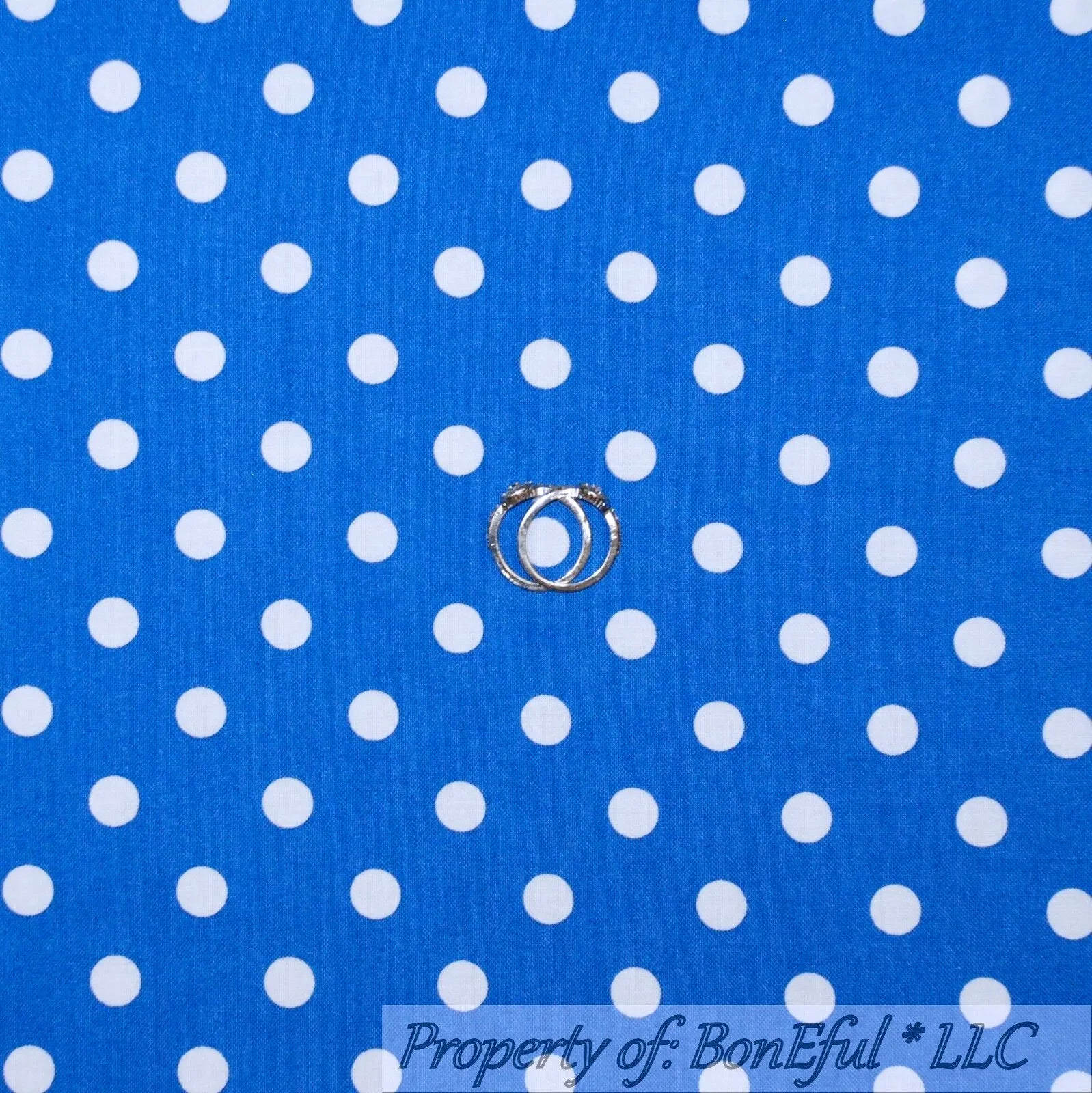 Cotton Fabric BTY Blue Royal Small Polka Dot Stripe