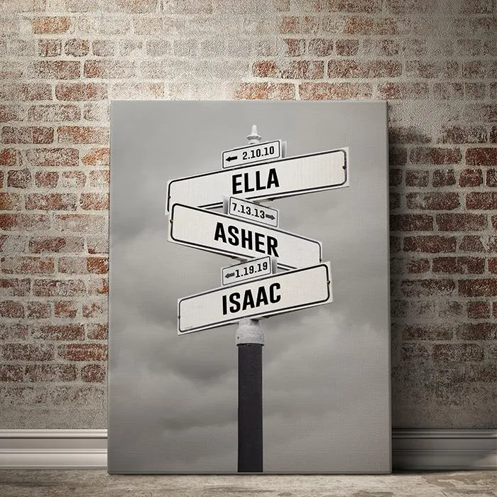 Custom Kid Birth Date   Name Personalized Street Sign Canvas Wall Art