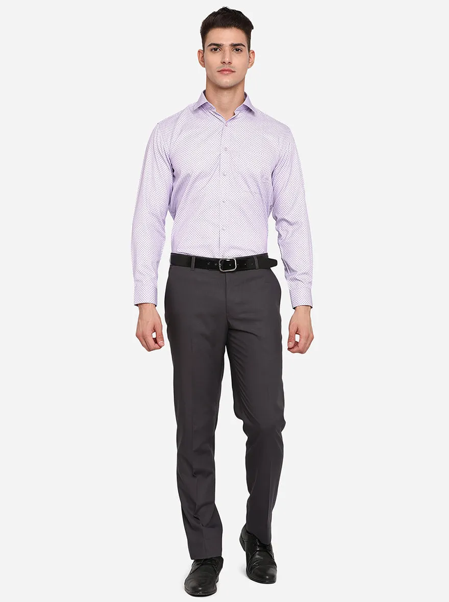 Dark Grey Solid Classic Fit Formal Trouser | Greenfibre