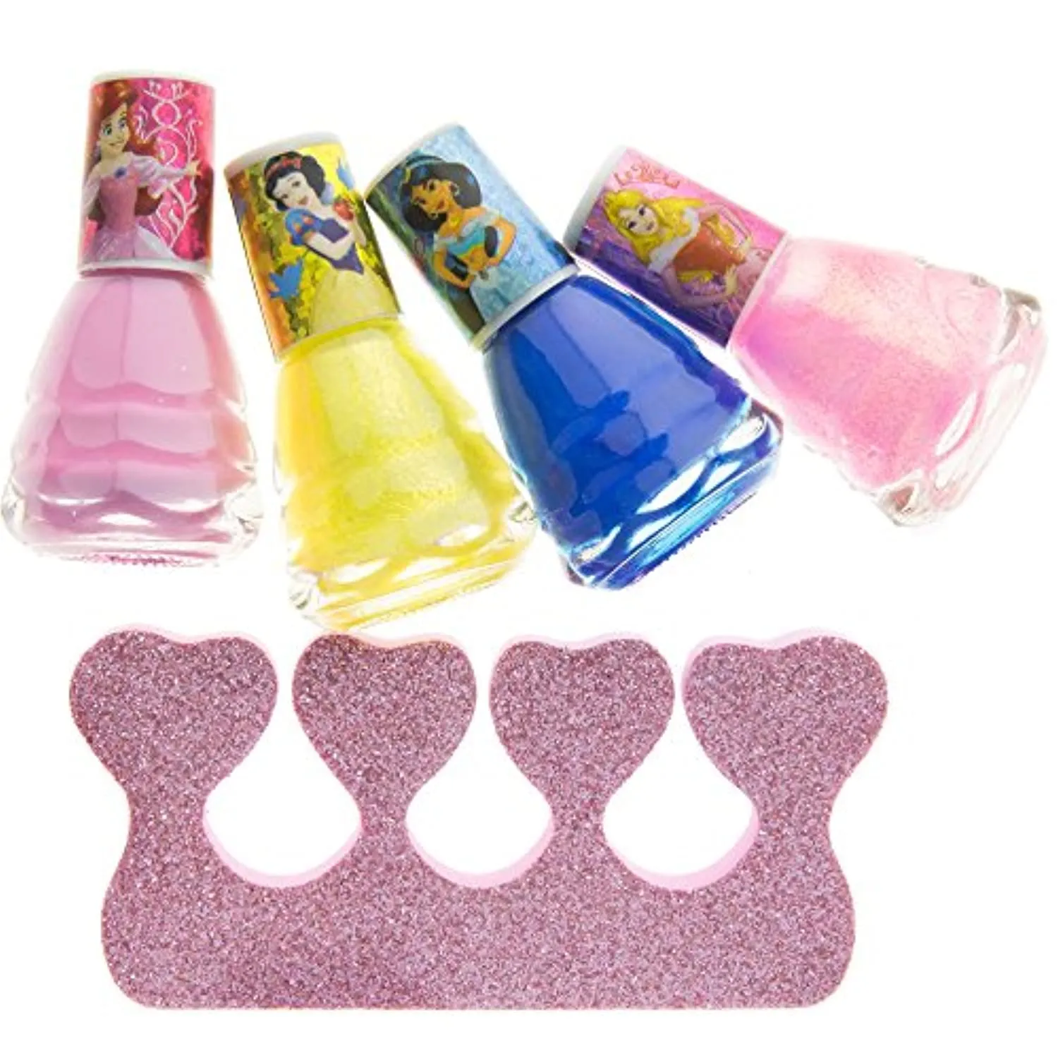 Disney Princess - Townley Girl Non-Toxic Water-Based Peel-Off Quick Dry Nail Polish with Nail Separators|Gift Kit Set for Kids Girls|12 Pcs - Perfect for Parties, Sleepovers and Makeovers