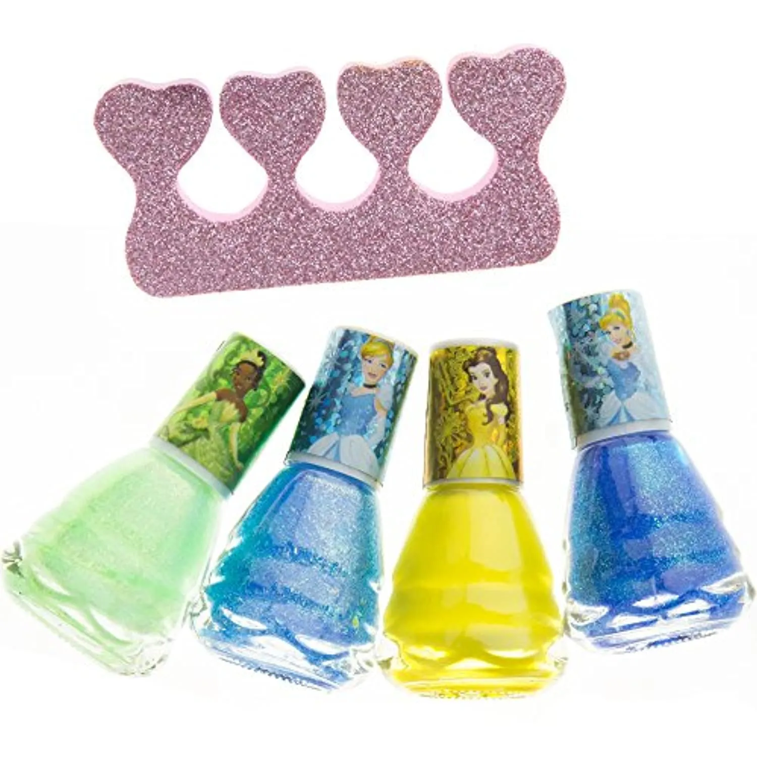 Disney Princess - Townley Girl Non-Toxic Water-Based Peel-Off Quick Dry Nail Polish with Nail Separators|Gift Kit Set for Kids Girls|12 Pcs - Perfect for Parties, Sleepovers and Makeovers