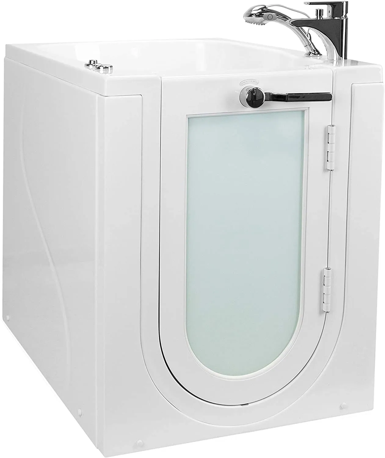 Ella Front Entry 32"x40" Acrylic Hydro Massage Walk-In Bathtub with Right Outward Swing Door, 2 Piece Fast Fill Faucet, 2" Drain
