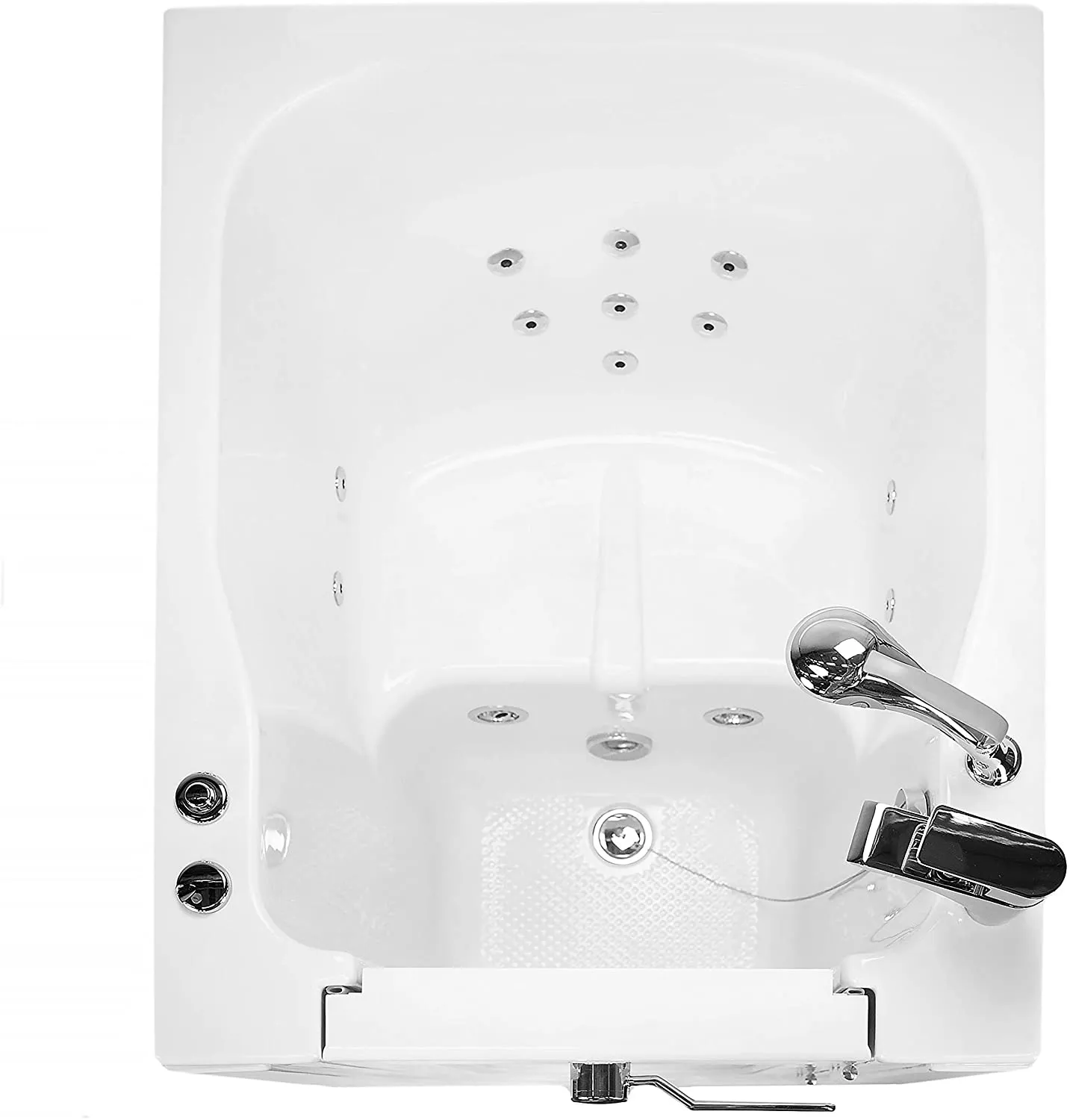 Ella Front Entry 32"x40" Acrylic Hydro Massage Walk-In Bathtub with Right Outward Swing Door, 2 Piece Fast Fill Faucet, 2" Drain