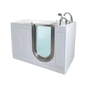 Ella's Bubbles 03108-HB Elite Soaking Acrylic Walk-in Bathtub with Right Inward Swing Door, Ella 5pc. Fast-Fill Faucet Set, Dual 2" Drains, 30"x 52", White