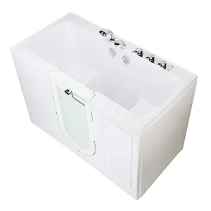 Ella's Bubbles O2SA3260-HB-R Tub4Two Soaking Acrylic Walk-in Tub with Right Outward Swing Door, Ella 5pc. Fast-Fill Faucet, Dual 2" Drains, 32" x 60" x 42", White