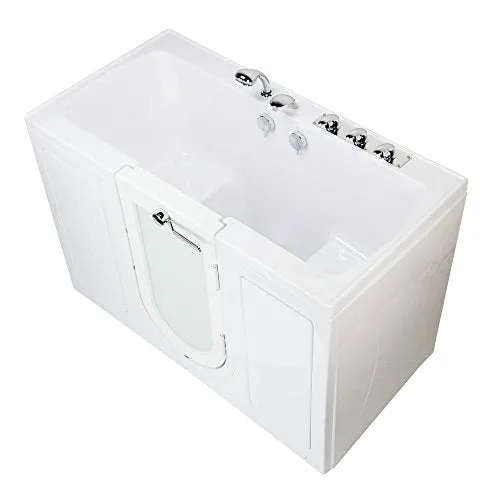 Ella's Bubbles O2SA3260-HB-R Tub4Two Soaking Acrylic Walk-in Tub with Right Outward Swing Door, Ella 5pc. Fast-Fill Faucet, Dual 2" Drains, 32" x 60" x 42", White