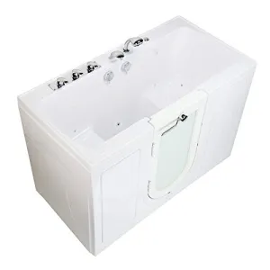 Ella's Bubbles O2SA3260AM-HB-L Tub4Two Air Massage and Microbubble Acrylic Walk-in Tub with Left Outward Swing Door, Ella 5pc. Fast-Fill Faucet, Dual 2" Drains, 32" x 60" x 42", White