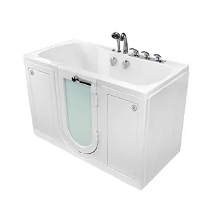 Ella's Bubbles O2SA3260MH-HB-R Tub4Two Microbubble Acrylic Walk-in Tub with Heated Seat, Right Outward Swing Door, Ella 5pc. Fast-Fill Faucet, Dual 2" Drains, 32" x 60" x 42", White