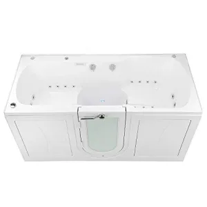 Ella's Bubbles O2SA3680T Big4Two Triple Massage Acrylic Outward Swing Door Walk-In Bathtub with Two Seats, Center Dual 2" Drains, 36"x 80", White