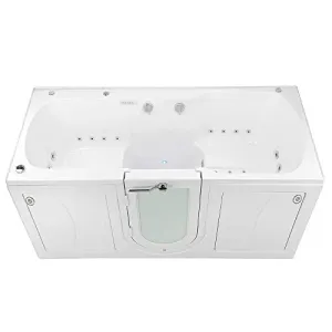 Ella's Bubbles O2SA3680TH Ella Big4Two 36"x 80" Triple Massage Acrylic Walk-In Bathtub with Outward Swing Door, Heated Seats, Dual 2" Drains, 36" x 80, White