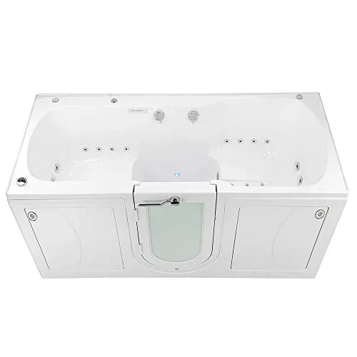 Ella's Bubbles O2SA3680TH Ella Big4Two 36"x 80" Triple Massage Acrylic Walk-In Bathtub with Outward Swing Door, Heated Seats, Dual 2" Drains, 36" x 80, White