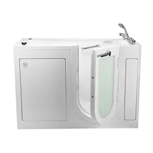 Ella's Bubbles OA2660-R Ella Lounger Acrylic Soaking Walk-In Bathtub with Right Outward Swing Door, Thermostatic Faucet, Dual 2" Drains, 27" x 60" x 43", White