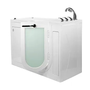 Ella's Bubbles OA2660-R-HB Lounger 27"x 59" Soaking Acrylic Walk-in Bathtub, Right Outward Swing Door, Ella 5pc. Fast-Fill Faucet, Dual 2" Drains, 27" x 60" x 43", White