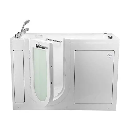 Ella's Bubbles OA2660AH-L Lounger Air Massage Acrylic Walk-in Bathtub with Heated Seat, Left Outward Swing Door, Thermostatic Faucet, Dual 2" Drains, 27" x 60" x 43", White