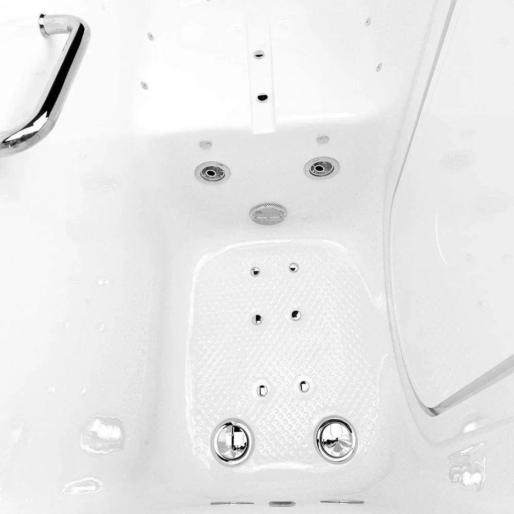 Ella's Bubbles OA2660DH-R-HB Lounger Air and Hydro Massage Acrylic Walk-In Bathtub with Heated Seat, Right Outward Swing Door, Ella 5pc. Fast-Fill Faucet, Dual 2" Drains, 27"x 60", White