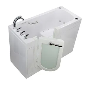 Ella's Bubbles OA2660F-R 26" W x 60" L Lounger Acrylic Walk-in Whirlpool Bathtub Outward Swing Door, Ella 5pc. Fast-Fill Faucet and RHS Drain, 26" x 60", White