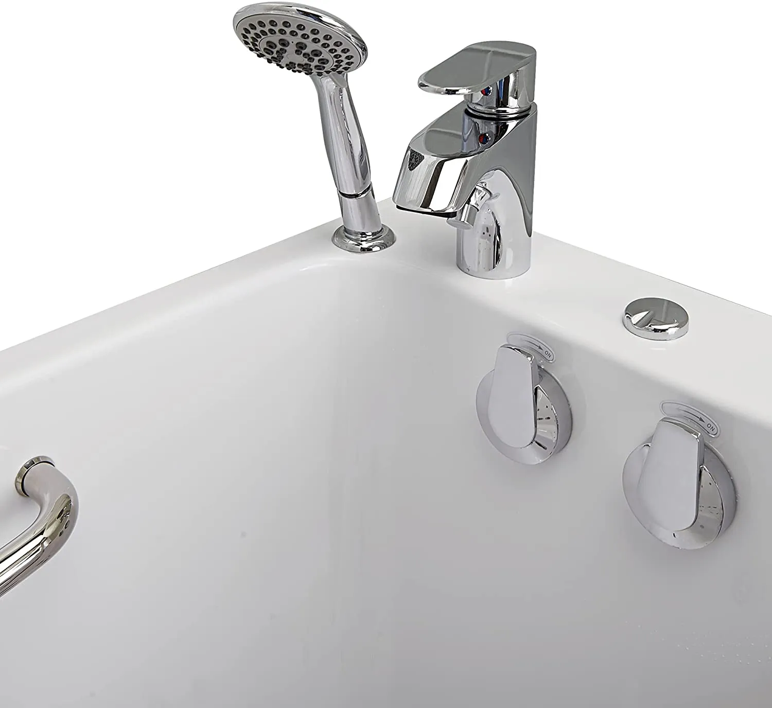 Ella's Bubbles OA2660H-R Lounger Hydro Massage Walk-In Bathtub with Right Outward Swing Door, Thermostatic Faucet, Dual 2" Drains, 27" x 60" x 43", White