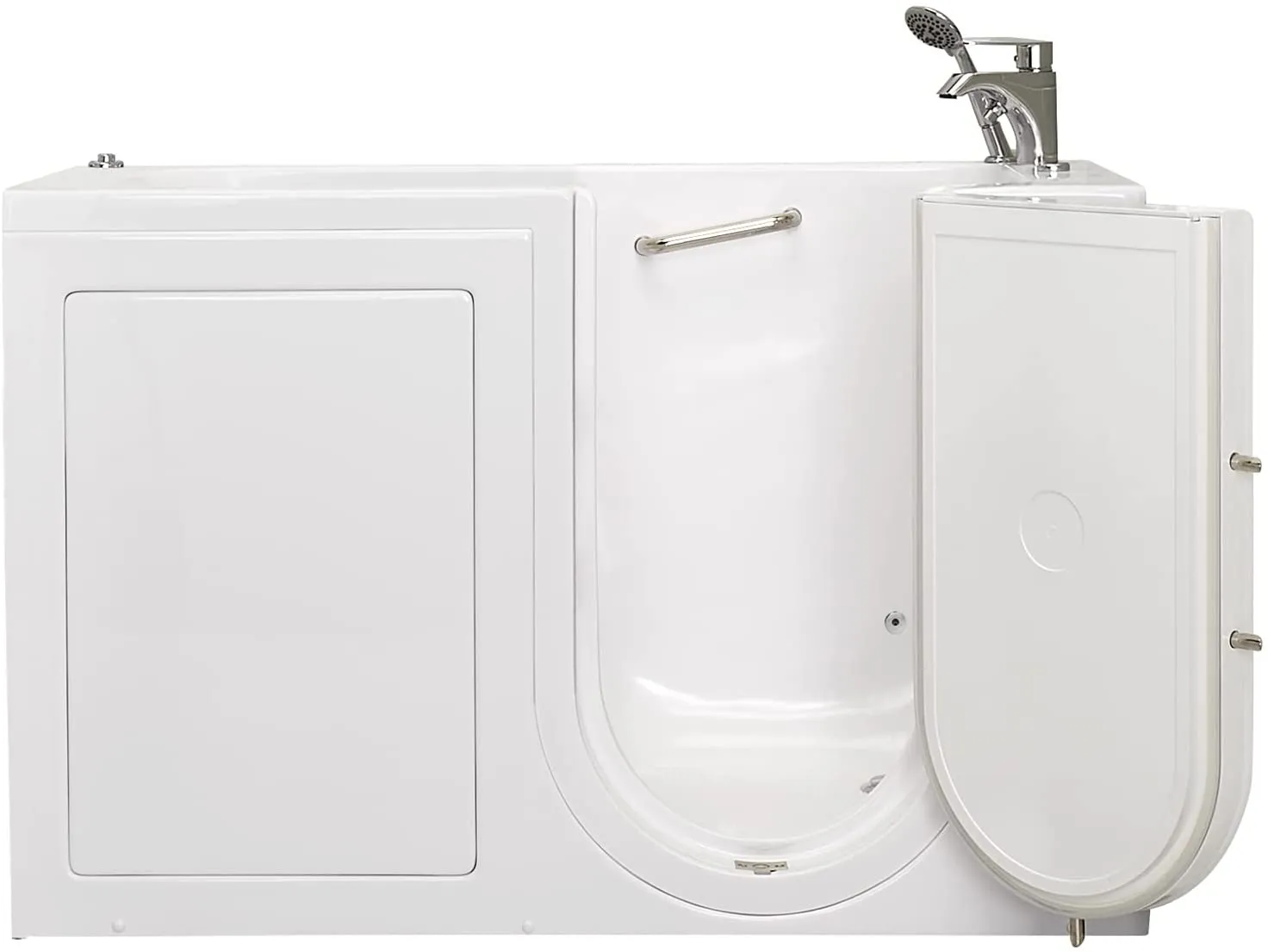 Ella's Bubbles OA2660H-R Lounger Hydro Massage Walk-In Bathtub with Right Outward Swing Door, Thermostatic Faucet, Dual 2" Drains, 27" x 60" x 43", White