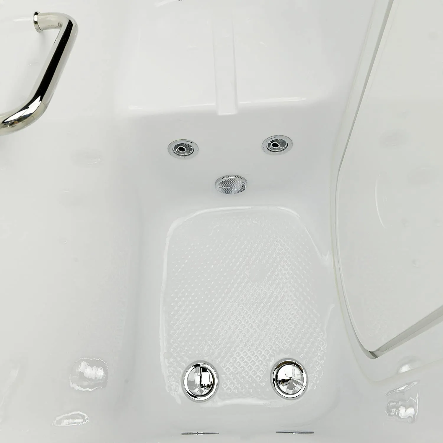 Ella's Bubbles OA2660HH-R-HB Lounger Hydro Massage and Heated Seat Walk-In Bathtub with Right Outward Swing Door, Ella 5pc. Fast-Fill Faucet, Dual 2" Drains, 27" x 60" x 43", White