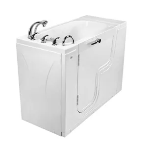 Ella's Bubbles OLA2652-L-hHB Transfer26 26"x 52" Soaking Acrylic Walk-In Bathtub with Heated Seat, Left Outward Swing Door, Ella 5pc. Fast-Fill Faucet, Dual 2" Drains, White