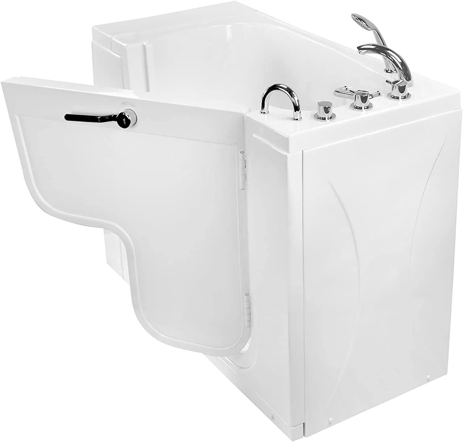 Ella's Bubbles OLA2652-R Transfer26 E26 x 52" Soaking Acrylic Walk-In Bathtub with Right Outward Swing Door, Thermostatic Faucet, Dual 2" Drains, White