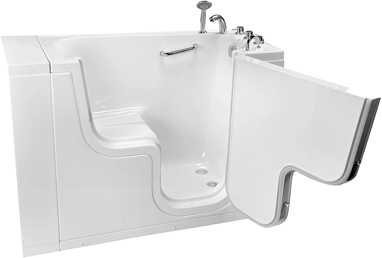 Ella's Bubbles OLA2652-R Transfer26 E26 x 52" Soaking Acrylic Walk-In Bathtub with Right Outward Swing Door, Thermostatic Faucet, Dual 2" Drains, White