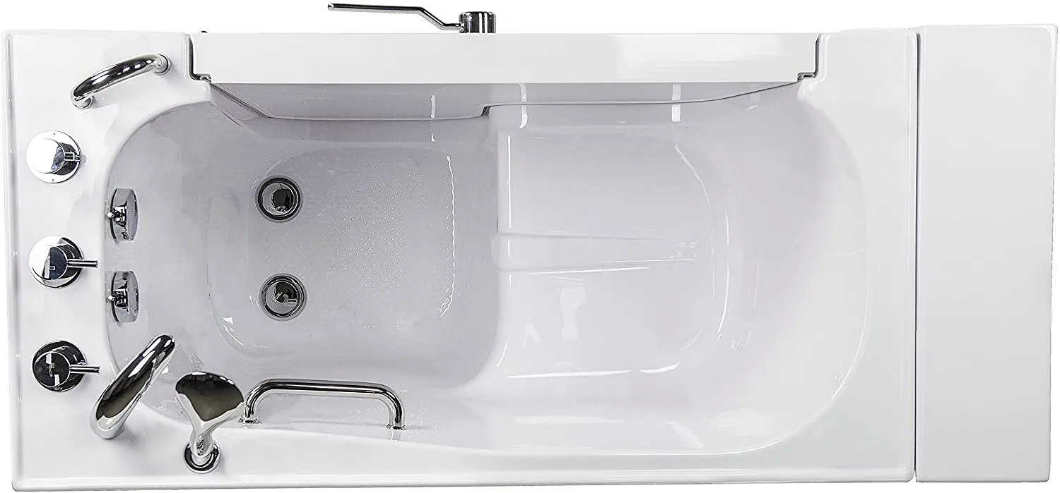 Ella's Bubbles OLA2652-R Transfer26 E26 x 52" Soaking Acrylic Walk-In Bathtub with Right Outward Swing Door, Thermostatic Faucet, Dual 2" Drains, White