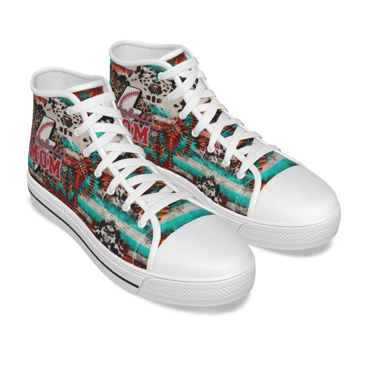 EShoes Personalized Women's Canvas Shoes, Baseball Mom Retro Cowboy Mom, Custom Name Shoes.