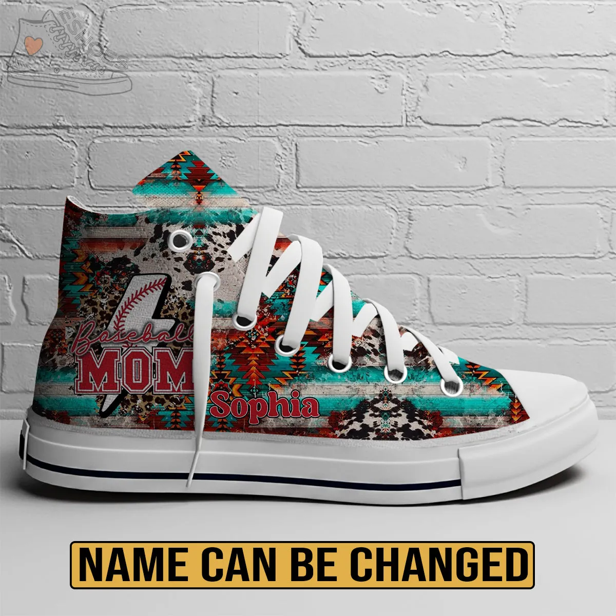 EShoes Personalized Women's Canvas Shoes, Baseball Mom Retro Cowboy Mom, Custom Name Shoes.