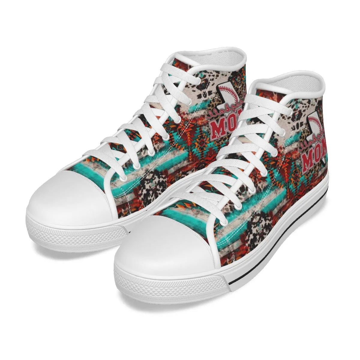 EShoes Personalized Women's Canvas Shoes, Baseball Mom Retro Cowboy Mom, Custom Name Shoes.