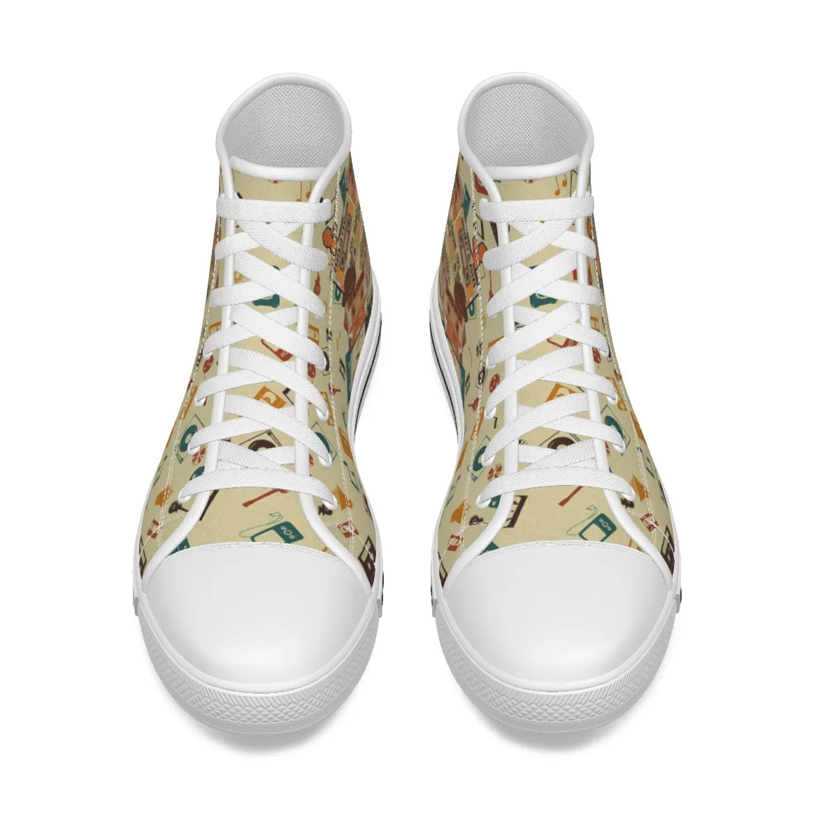 EShoes Personalized Women's Canvas Shoes, Cassette Tape Retro Flower, Custom Name Shoes.