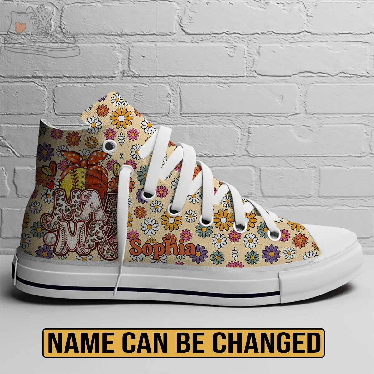 EShoes Personalized Women's Canvas Shoes, Mama Baseball Retro, Custom Name Shoes.