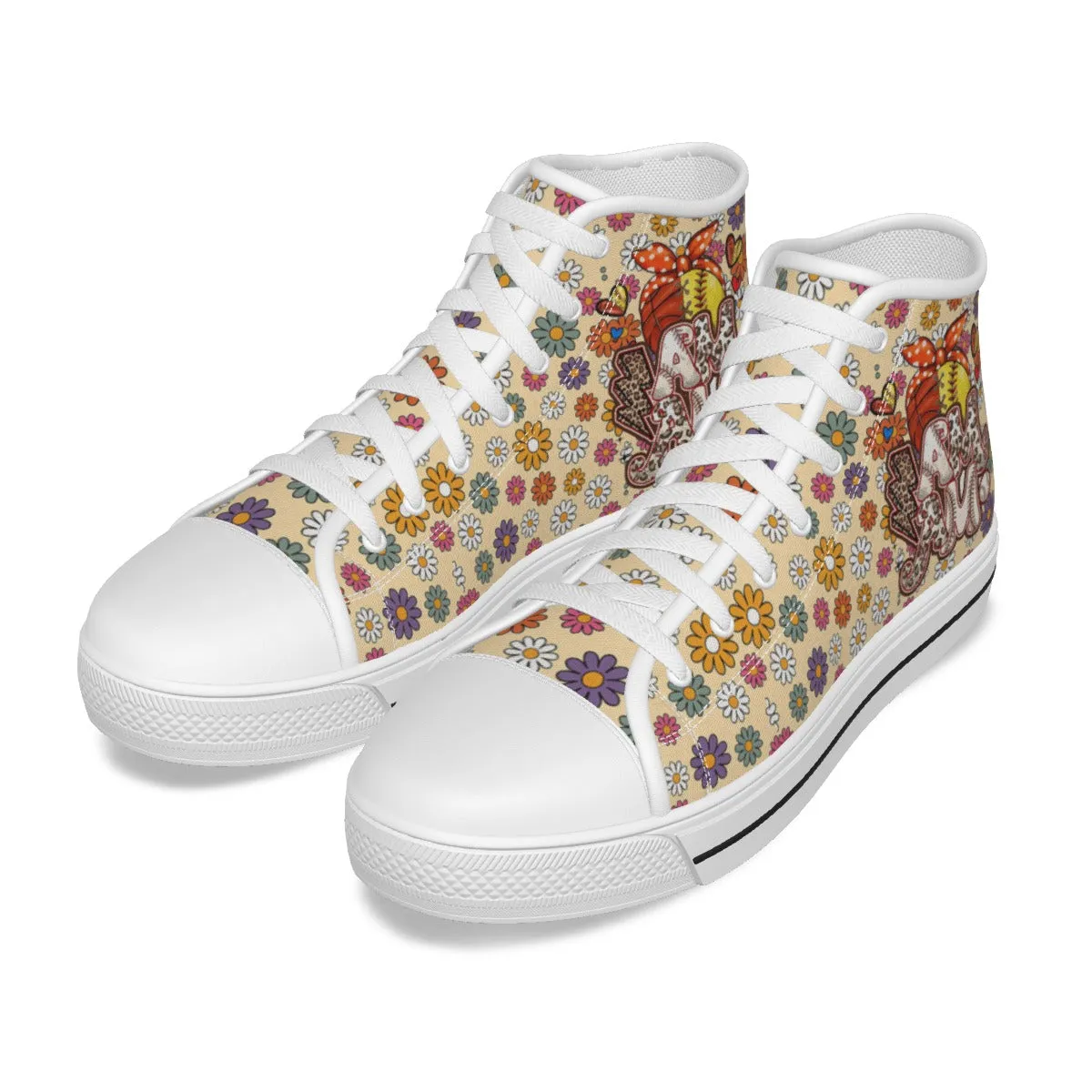 EShoes Personalized Women's Canvas Shoes, Mama Baseball Retro, Custom Name Shoes.