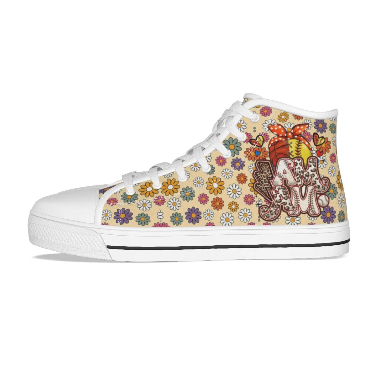 EShoes Personalized Women's Canvas Shoes, Mama Baseball Retro, Custom Name Shoes.