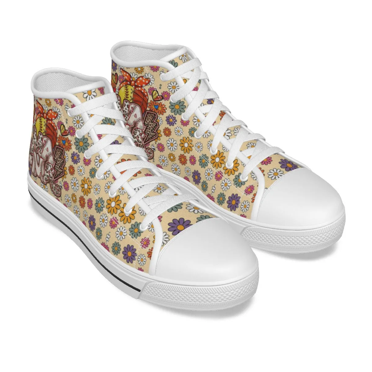 EShoes Personalized Women's Canvas Shoes, Mama Baseball Retro, Custom Name Shoes.
