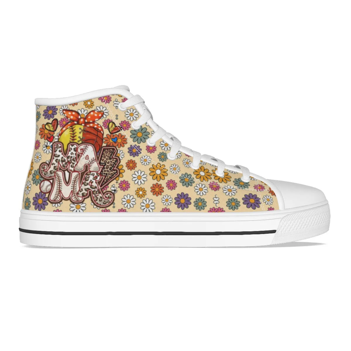 EShoes Personalized Women's Canvas Shoes, Mama Baseball Retro, Custom Name Shoes.