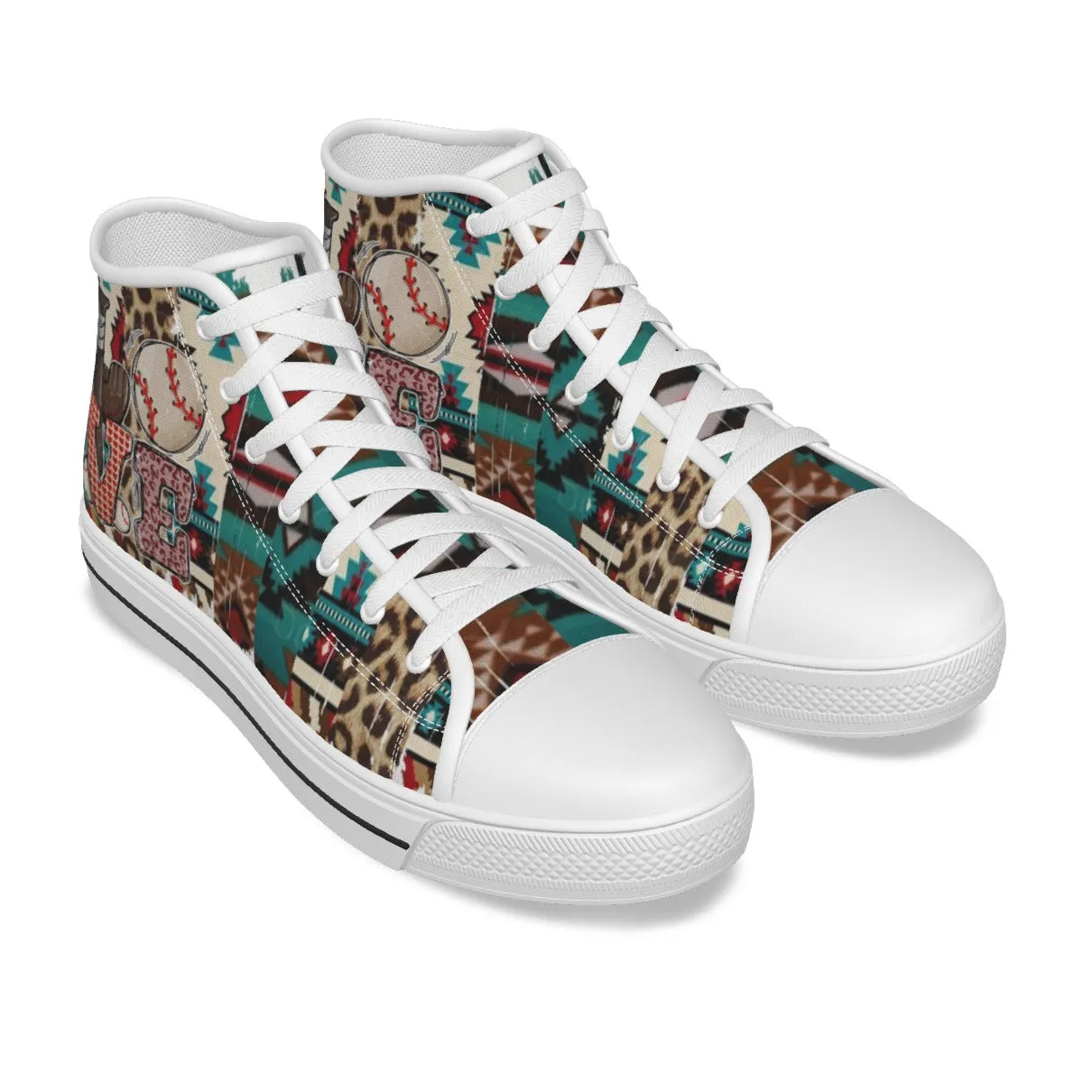 EShoes Personalized Women's Canvas Shoes, Mama Love Baseball Retro, Custom Name Shoes.