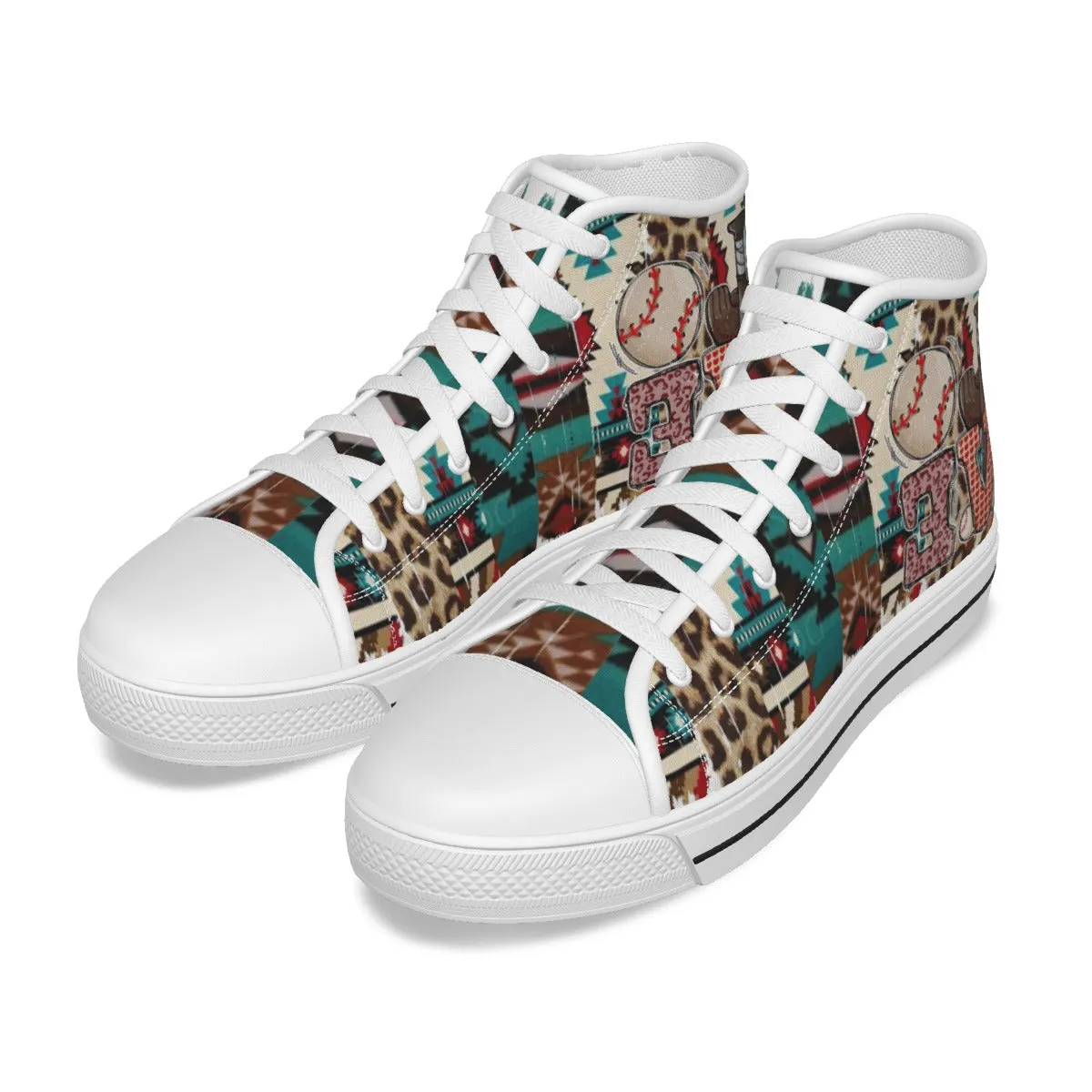 EShoes Personalized Women's Canvas Shoes, Mama Love Baseball Retro, Custom Name Shoes.