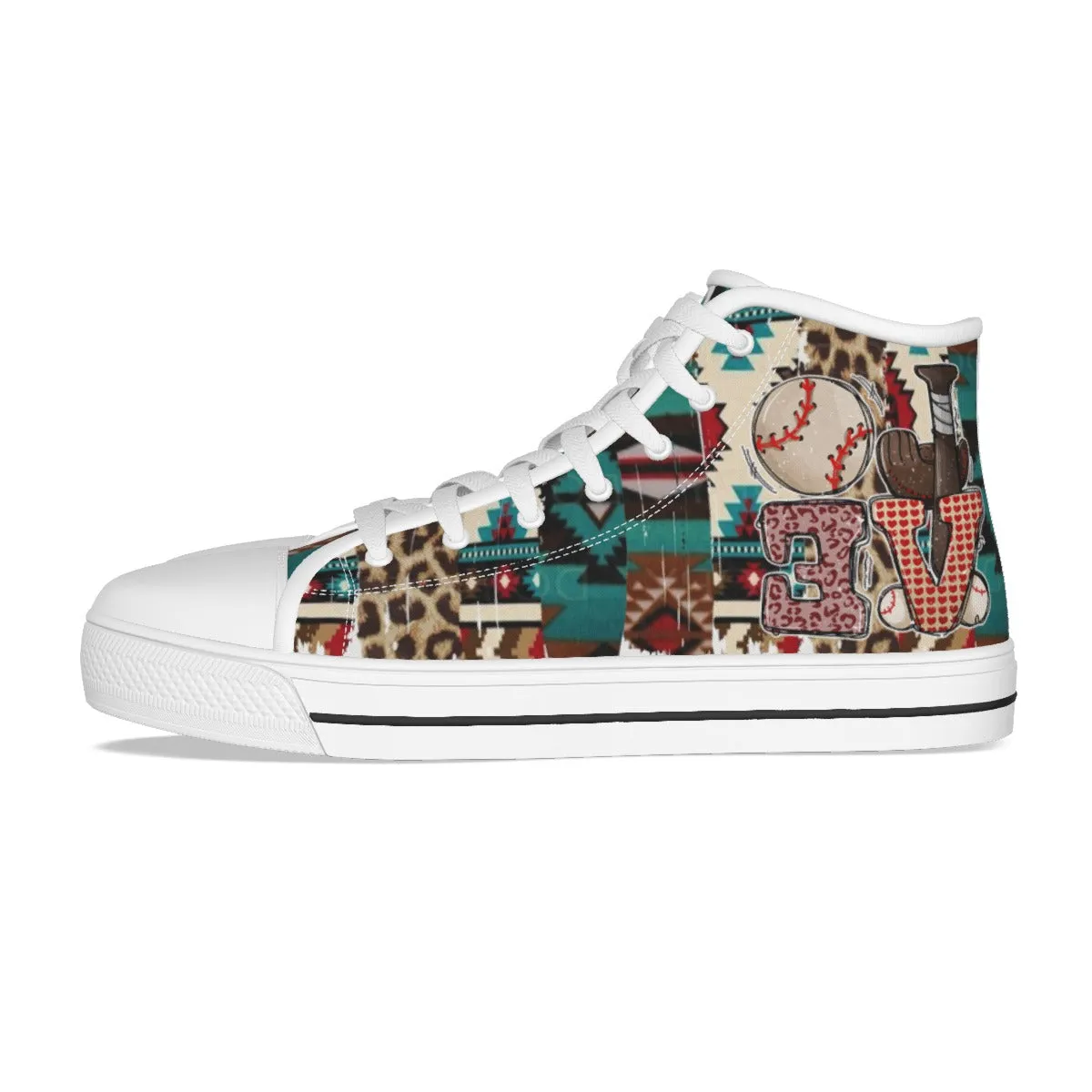 EShoes Personalized Women's Canvas Shoes, Mama Love Baseball Retro, Custom Name Shoes.