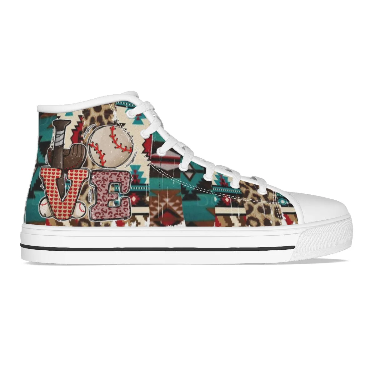 EShoes Personalized Women's Canvas Shoes, Mama Love Baseball Retro, Custom Name Shoes.
