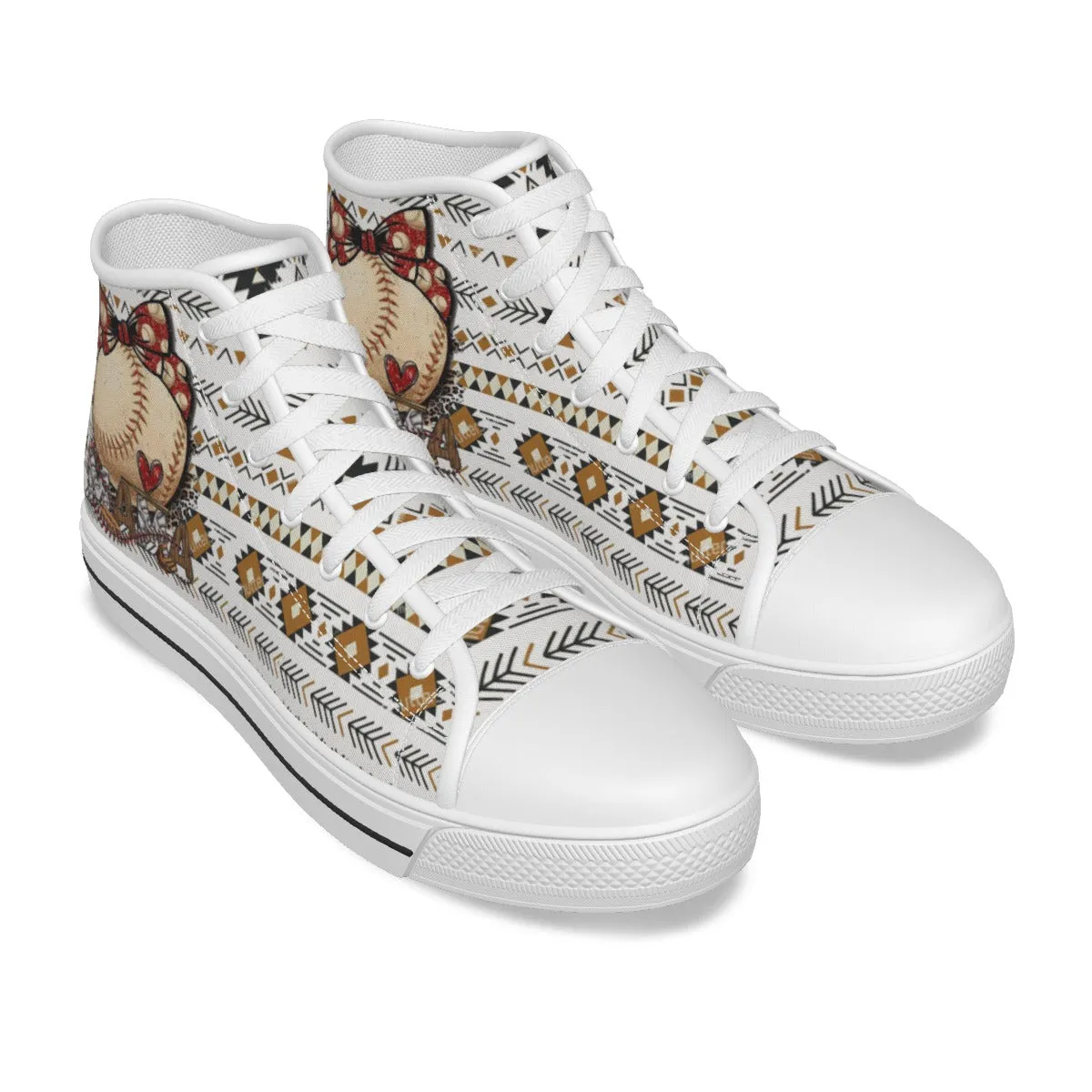 EShoes Personalized Women's Canvas Shoes, Mom Baseball Retro, Custom Name Shoes.