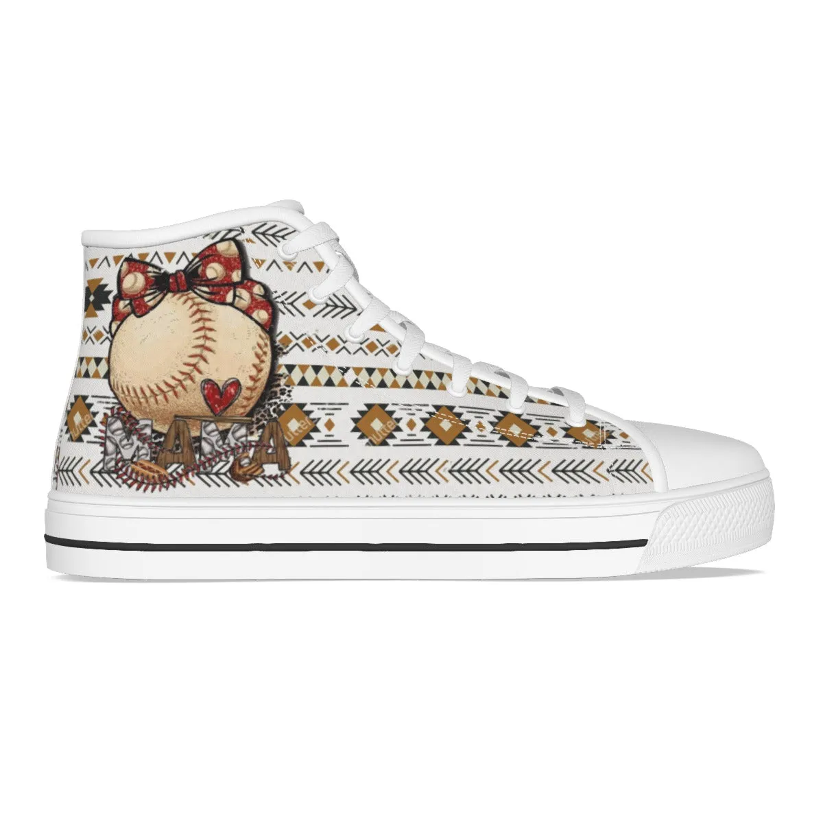 EShoes Personalized Women's Canvas Shoes, Mom Baseball Retro, Custom Name Shoes.