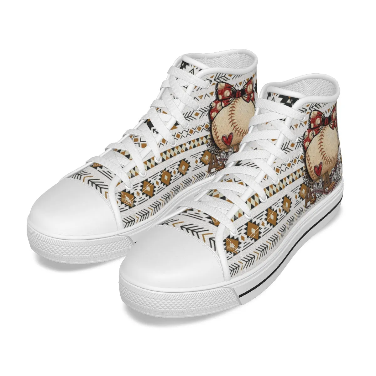 EShoes Personalized Women's Canvas Shoes, Mom Baseball Retro, Custom Name Shoes.