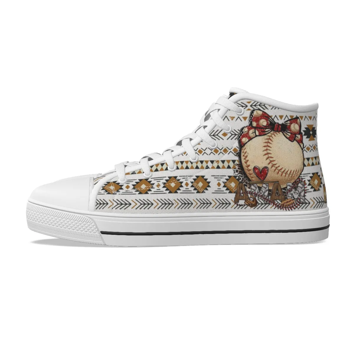 EShoes Personalized Women's Canvas Shoes, Mom Baseball Retro, Custom Name Shoes.